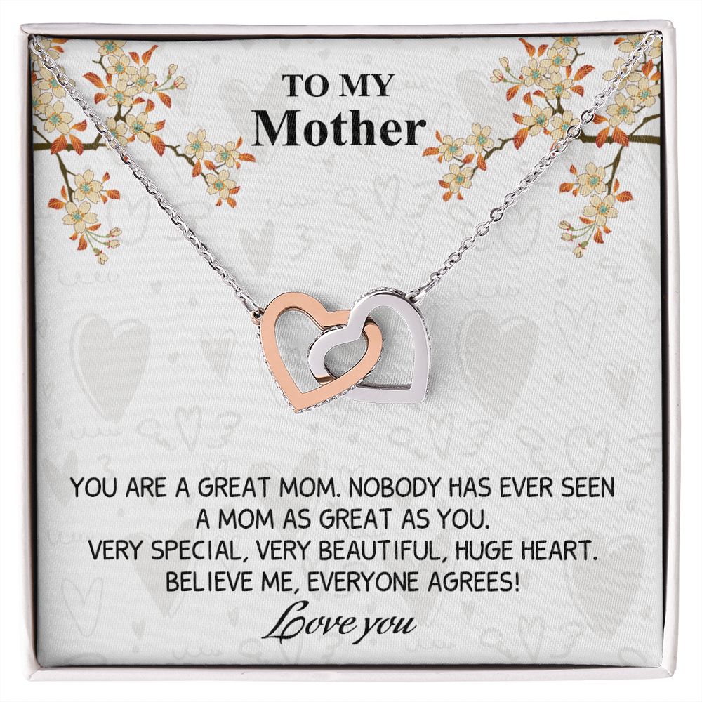 Mom Necklace Gifts for Mom from Daughter to Mom Gifts for Mothers Day from Daughter, To My Mom Necklace from Daughter to Mom Birthday Gifts Necklace with Message Card and Gift Box8 Interlocking Hearts Necklace