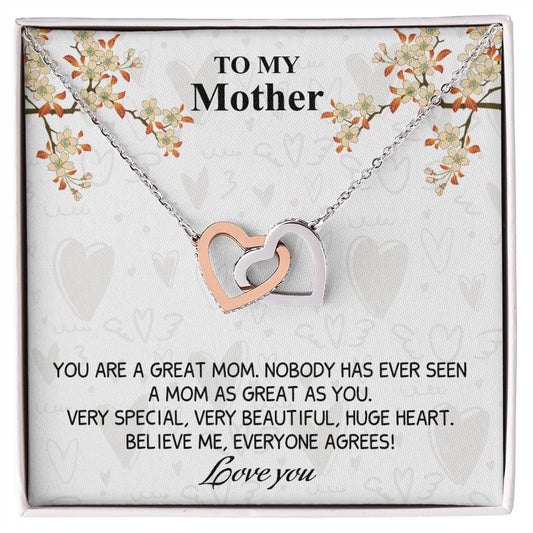 Mom Necklace Gifts for Mom from Daughter to Mom Gifts for Mothers Day from Daughter, To My Mom Necklace from Daughter to Mom Birthday Gifts Necklace with Message Card and Gift Box8 Interlocking Hearts Necklace
