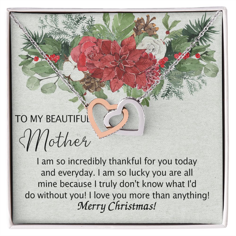 To My Mother Necklace from Daughter Pendant for Mom Christmas Pendant Inspirational Gift from Son to Mom Personalized Necklace Gift for Mother Fiance Christmas Present from Child 301 Interlocking Hearts Necklace