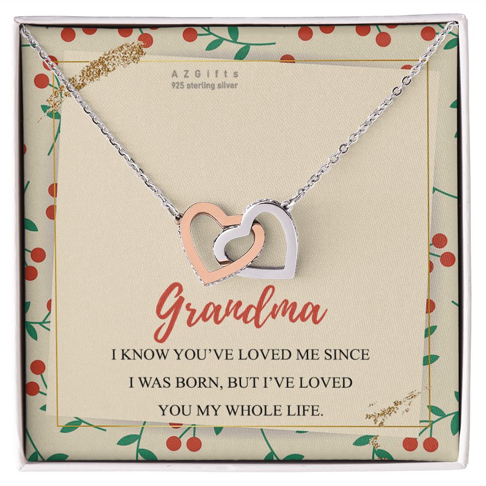 To My Grandma Necklace, Gift for Grandmother Necklace, Mothers Day Gift For Grandma Nana, Grandma Jewelry From Grandchildren GrandKids , Jewelry Box Gift For Grandma Grandmother15 Interlocking Hearts Necklace