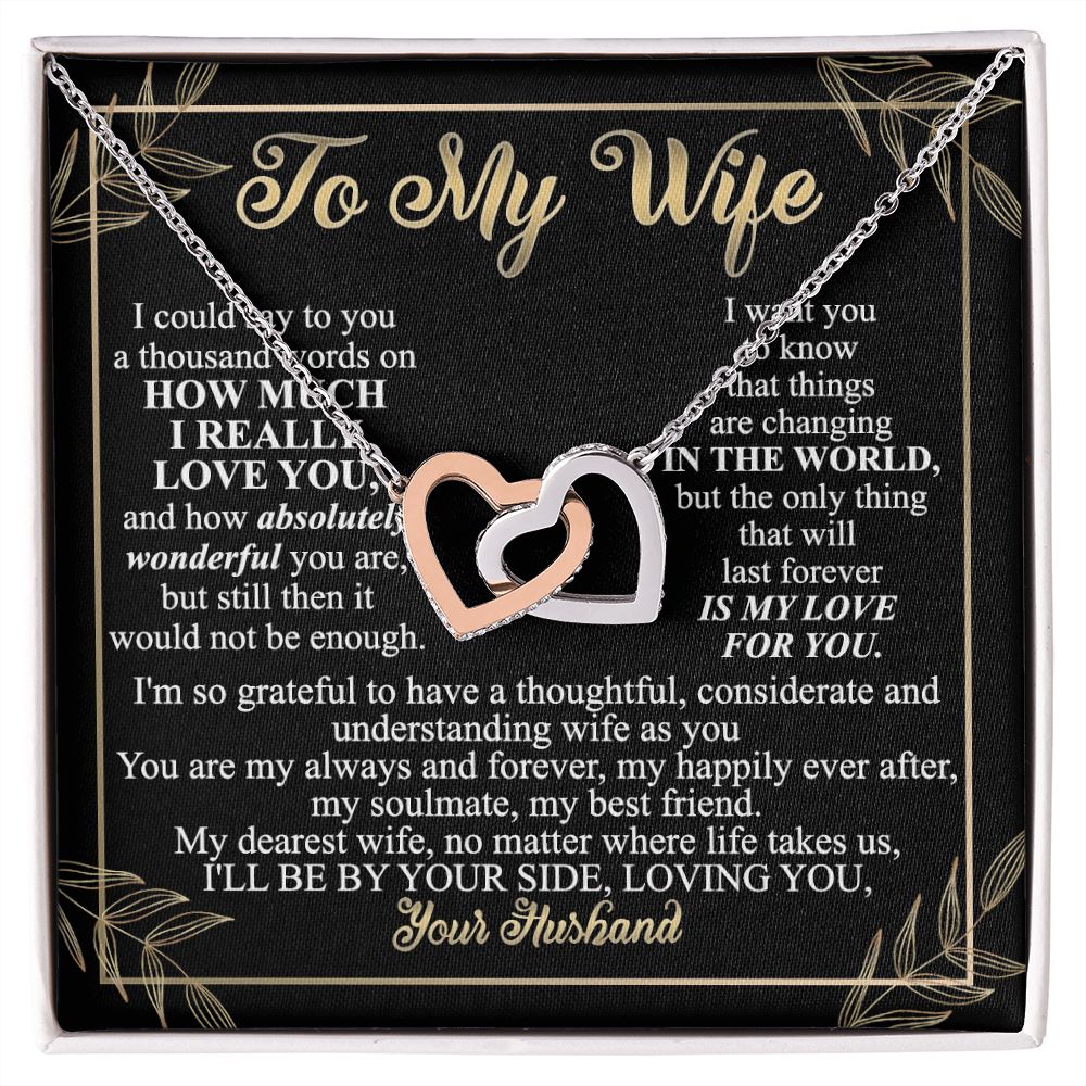 Birthday Gifts For Wife, Necklace Gifts For Wife From Husband, To My Wife Jewelry For Women , To My Wife Necklace  from Husband Wedding Anniversary Present For Wife, Beautiful Wife Jewelry Christmas13 Interlocking Hearts Necklace