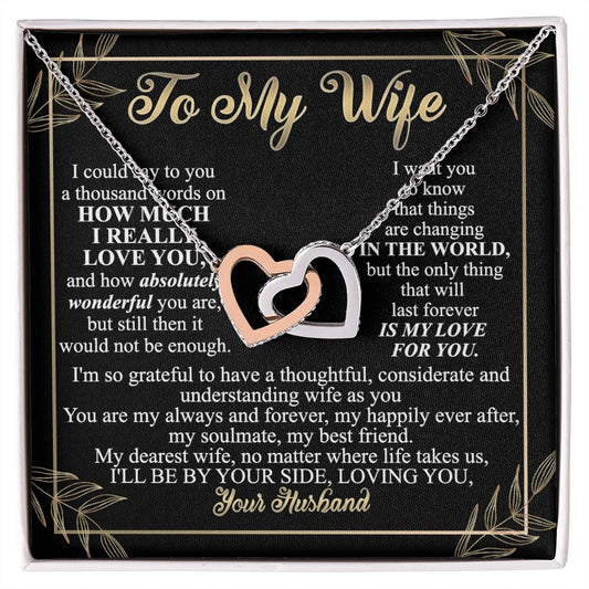 Birthday Gifts For Wife, Necklace Gifts For Wife From Husband, To My Wife Jewelry For Women , To My Wife Necklace  from Husband Wedding Anniversary Present For Wife, Beautiful Wife Jewelry Christmas13 Interlocking Hearts Necklace