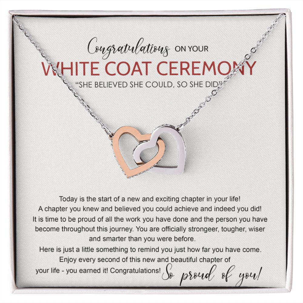 White Coat Ceremony Gift Necklace, Chiropractor White Coat Ceremony, New Doctor Gift, Gifts Congrats Graduation Pendants Gift For Daughter, Granddaughter, White Coat Ceremony Necklace Gift Interlocking Hearts Necklace