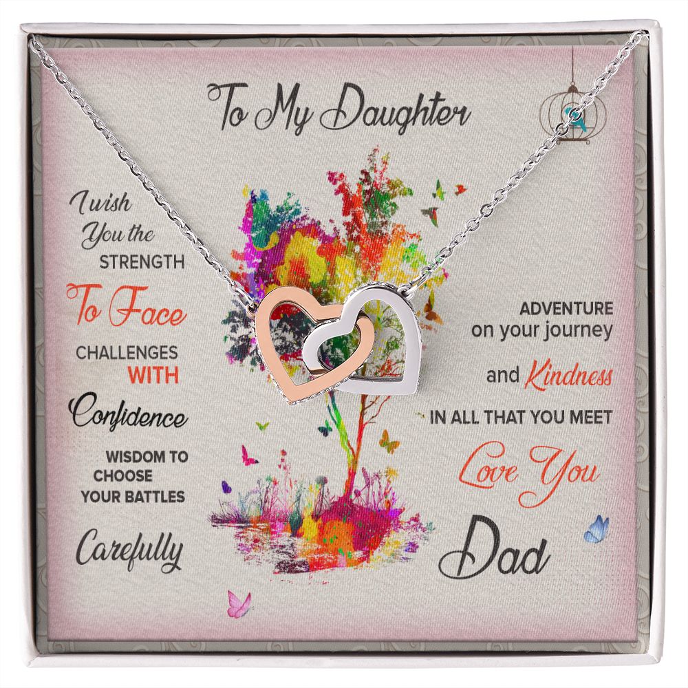 To My Daughter Necklace Pendant I Wish You The Strength To Face With Message Card Gift Box Gift For To Daughter, Daughter In Law Gift On Birthday Anniversary Gift Interlocking Hearts Necklace