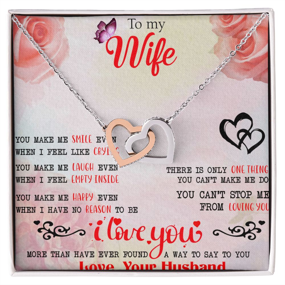 To My Wife Necklace, Wedding Anniversary Jewelry For Women, Necklace For Wife from Husband, Gift For Wife Birthday Gifts From Husband Necklace, Jewelry With Message Card In A Gift Box3 Interlocking Hearts Necklace