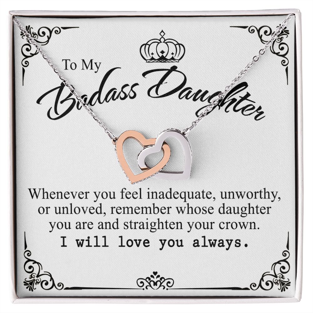 Bonus Daughter Gifts From Stepdad, Step Daughter Gifts From Stepmom, Stepdaughter Gifts From Stepdad, Father Stepdaughter Necklace, To My Bonus Daughter Necklaces, Christmas Gifts For Bonus7 Interlocking Hearts Necklace