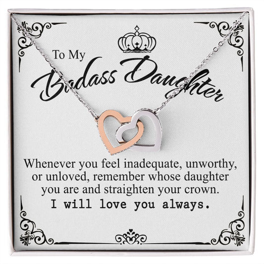 Bonus Daughter Gifts From Stepdad, Step Daughter Gifts From Stepmom, Stepdaughter Gifts From Stepdad, Father Stepdaughter Necklace, To My Bonus Daughter Necklaces, Christmas Gifts For Bonus7 Interlocking Hearts Necklace