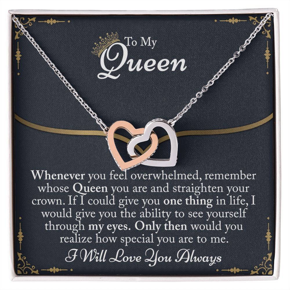 To My Queen Gift For Her Jewelry Gift Her Gift for Her Christmas Necklace Interlocking Hearts Necklace