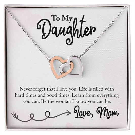 To My Daughter Necklace Pendant Gift From Mom Necklace I Know You Can Be With Message Card Gift Box Gift For To Daughter Daughter In Law On Birthday Anniversary Interlocking Hearts Necklace