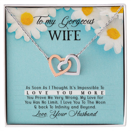 Birthday Gifts For Wife, Necklace Gifts For Wife From Husband, To My Wife Jewelry For Women , To My Wife Necklace  from Husband Wedding Anniversary Present For Wife, Beautiful Wife Jewelry Christmas33 Interlocking Hearts Necklace