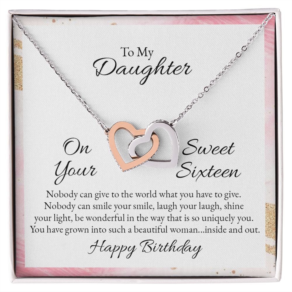 Mother and Daughter Necklace for Girls, To My Daughter Gift Necklace from Mom, Birthday Christmas Gift Graduation Gifts for Daughters, Jewelry Pendant Present for Daughter, Mother Daughter Gift 43 Interlocking Hearts Necklace
