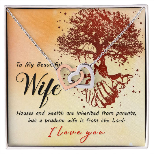 To My Beautiful Wife Necklace, Gift for Wife, Girlfriend, Soulmate Neckalce Gift for Wife from Husband Necklace for Wife Luxury Jewelry Necklaces Styles On Birthday, Xmas, tyle Luxury Led Box Interlocking Hearts Necklace
