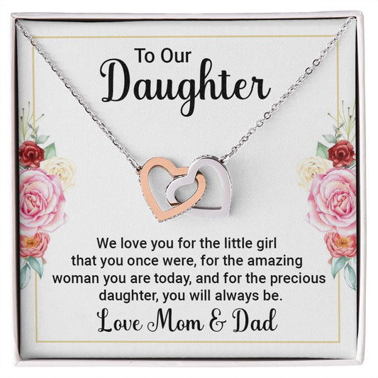 To My Daughter Necklaces Pendants - Father and Daughter Necklace - Gift from Daddy - Luxury Necklace Silver On Birthday, Anniversary - Includes Gift Box Interlocking Hearts Necklace