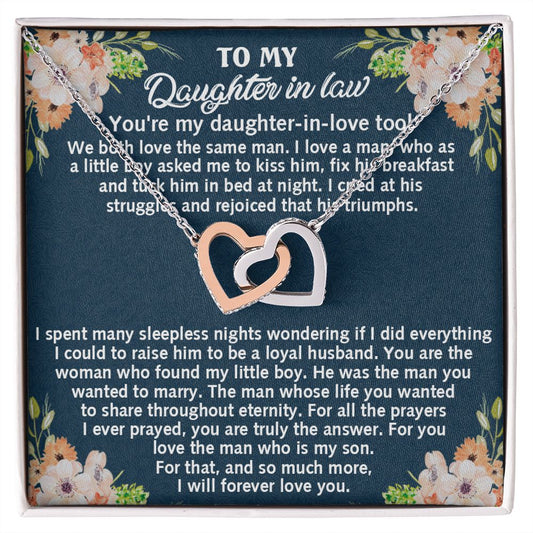 To My Daughter-in-law Gift We Both Love The Same Man Forever Love Necklace Interlocking Hearts Necklace