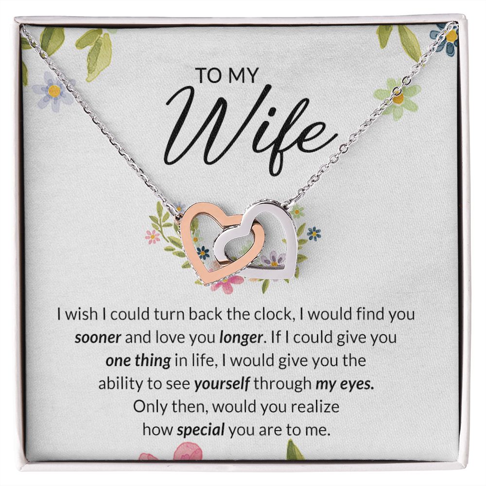 Birthday Gifts For Wife, Necklace Gifts For Wife From Husband, To My Wife Jewelry For Women , To My Wife Necklace  from Husband Wedding Anniversary Present For Wife, Beautiful Wife Jewelry Christmas17 Interlocking Hearts Necklace