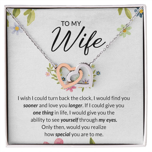 Birthday Gifts For Wife, Necklace Gifts For Wife From Husband, To My Wife Jewelry For Women , To My Wife Necklace  from Husband Wedding Anniversary Present For Wife, Beautiful Wife Jewelry Christmas17 Interlocking Hearts Necklace