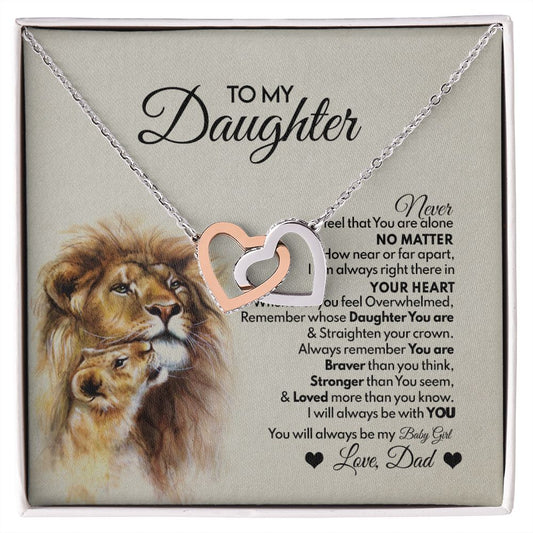 To My Daughter Gift from Dad Old Lion Necklace For Daughter Jewelry for Women Interlocking Hearts Necklace