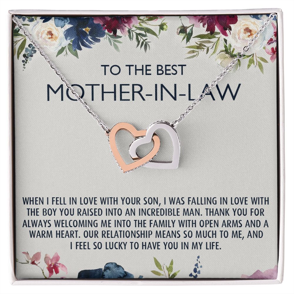 To My Mother-In-Law Gift Mothers Day Gift Necklace Mother-In-Law Gifts Jewelry Interlocking Hearts Necklace
