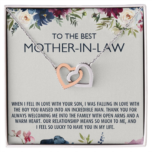 To My Mother-In-Law Gift Mothers Day Gift Necklace Mother-In-Law Gifts Jewelry Interlocking Hearts Necklace