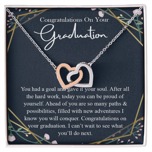 Graduation Gift For Her Necklace High School Graduation Gift, Congrats Graduation Pendants Gift For Daughter, Granddaughter, Niece, Sister Interlocking Hearts Necklace