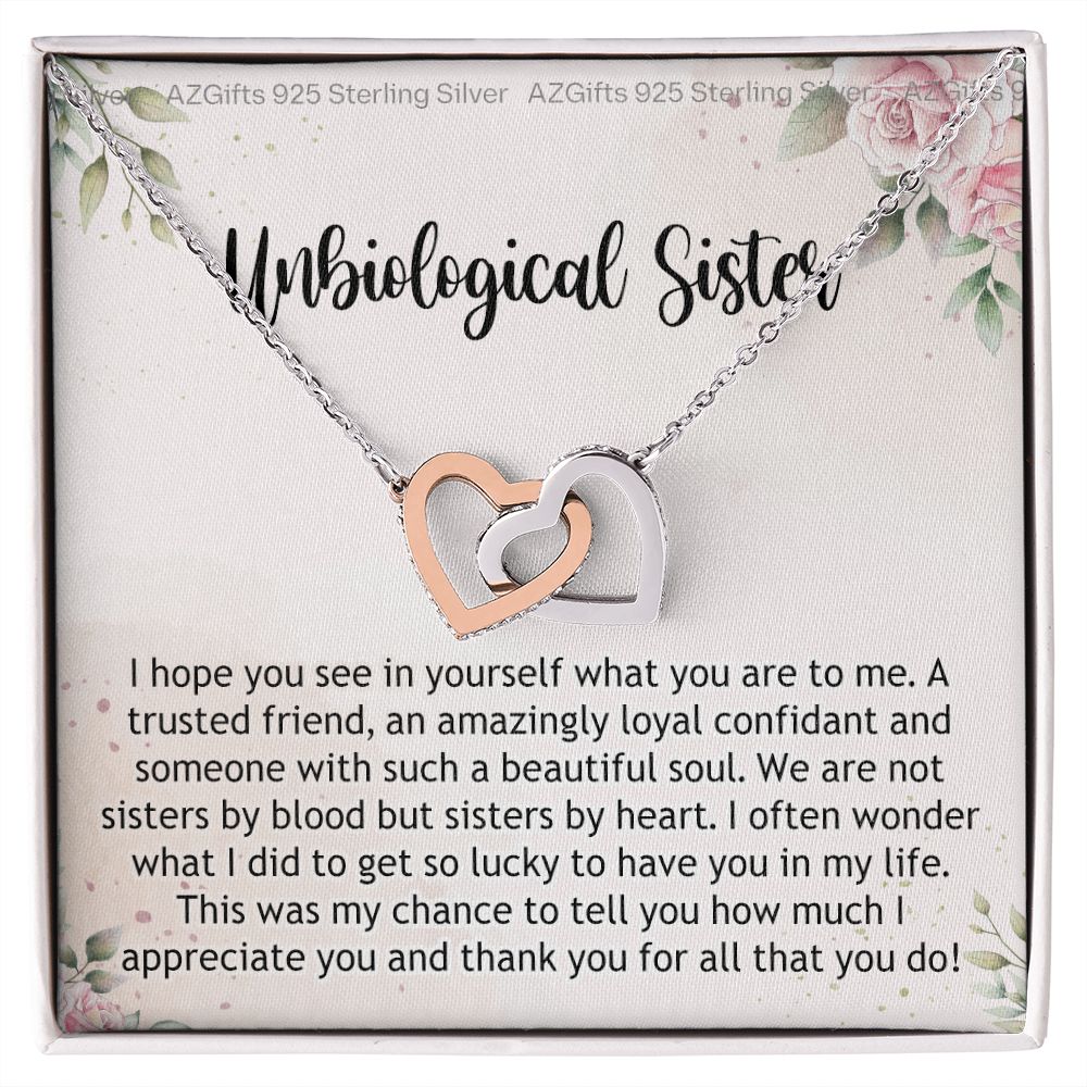 Gifts For Unbiological Sister, Unbiological Sister Gift, Unbiological Sister Gift Birthday, Gift For Best Friends Birthday, Best Friend Gift Interlocking Hearts Necklace