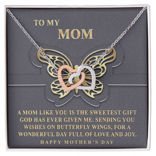 To My Mom Necklace, Gift For Mom, Mother's Day Gift from Daughter, Mom Jewelry Gift for Mothers Day, Birthday Gift for Mother, Moms Gift from Daughter Son, Necklace for Mom Mother 12 Interlocking Hearts Necklace
