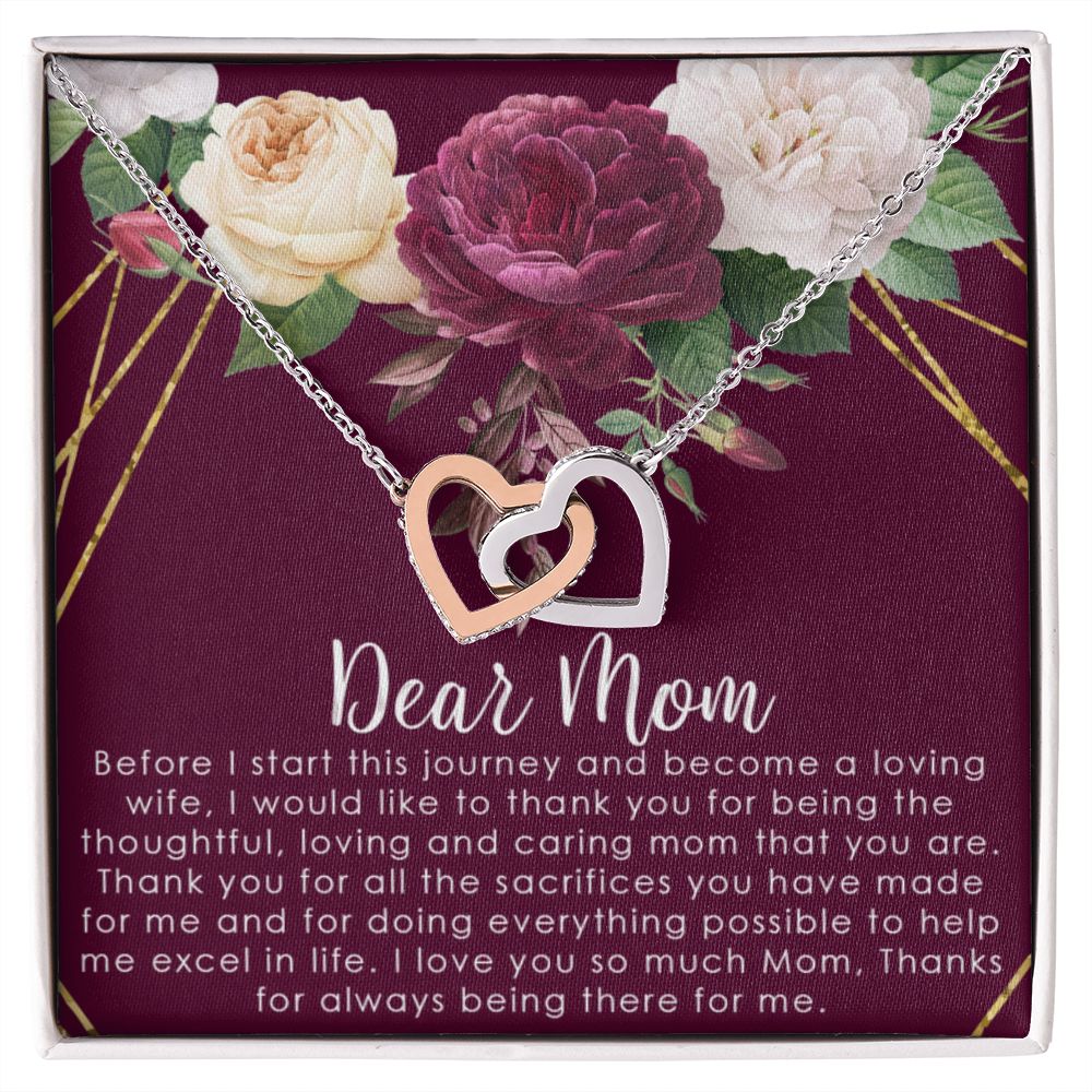 To My Mom Necklace, Gift For Mom, Mother's Day Gift from Daughter, Mom Jewelry Gift for Mothers Day, Birthday Gift for Mother, Moms Gift from Daughter Son, Necklace for Mom Mother2 Interlocking Hearts Necklace