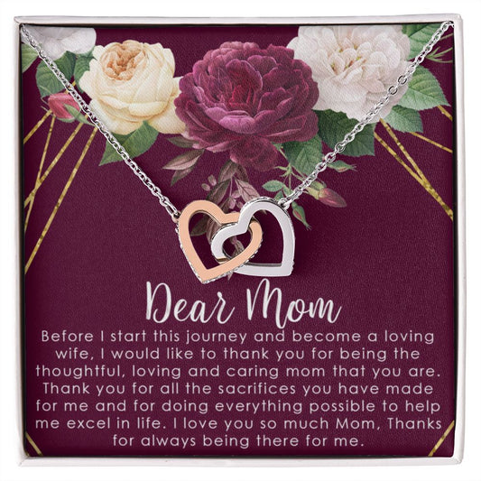 To My Mom Necklace, Gift For Mom, Mother's Day Gift from Daughter, Mom Jewelry Gift for Mothers Day, Birthday Gift for Mother, Moms Gift from Daughter Son, Necklace for Mom Mother2 Interlocking Hearts Necklace
