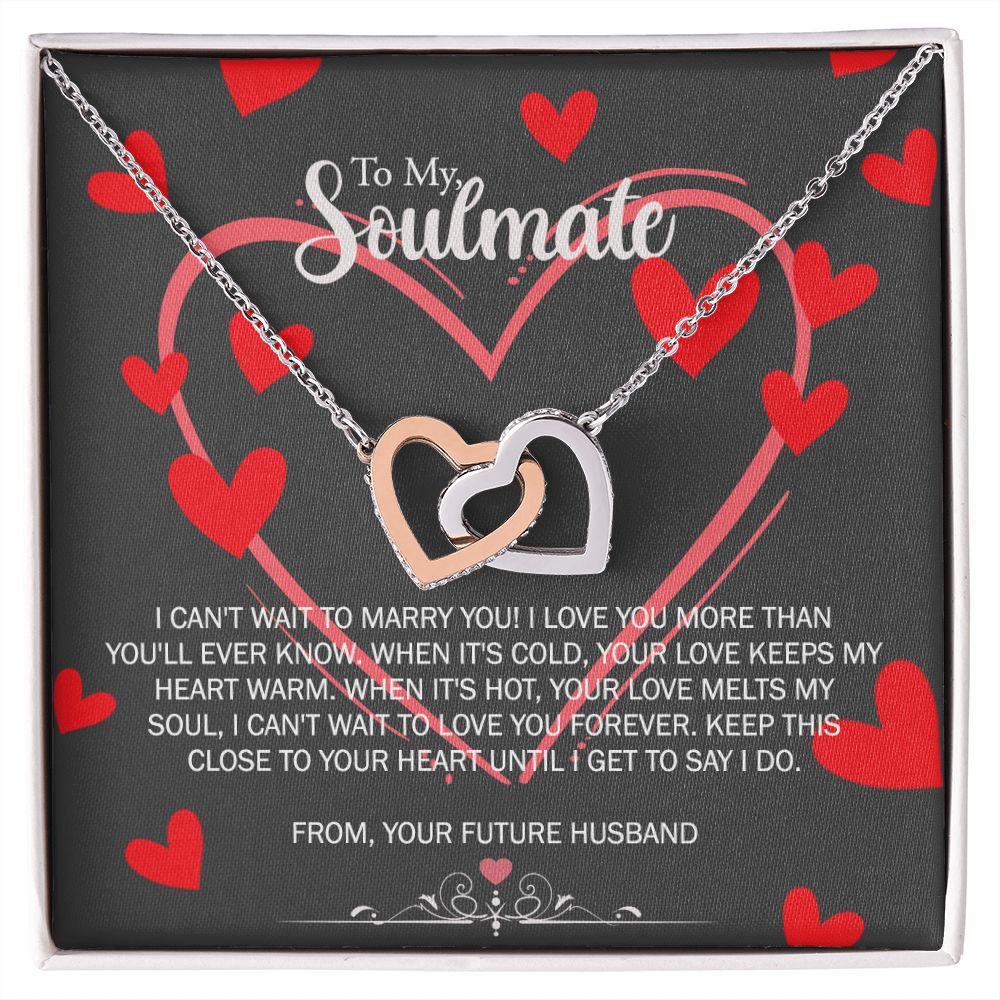 To My Soulmate Necklace for Future Wife Girlfriend Fiancee Anniversary Gift Interlocking Hearts Necklace