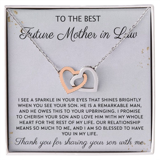 Gift to MIL Mother of the Groom Gift From Bride Wedding Gift Pendants from Bride Gifts for Mom Mother of the Bride Necklace Unique Groom Mom Interlocking Hearts Necklace