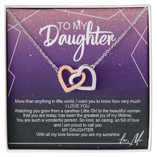 To My Daughter Alluring Beautiful Necklace, Jewelry For Daughter, Daughter Gift Interlocking Hearts Necklace