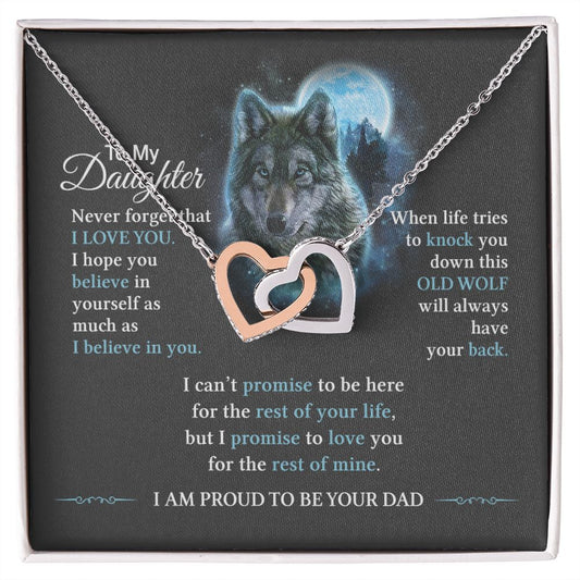 To My Daughter Necklaces Pendants - Father and Daughter Necklace - Gift from Daddy - Luxury Necklace Silver On Birthday, Anniversary - Includes Gift Box Interlocking Hearts Necklace