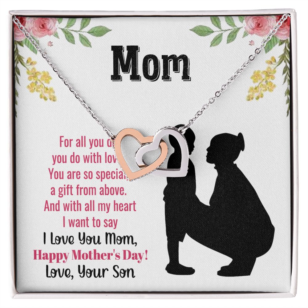 To My Mom Necklace, Gift For Mom, Mother's Day Gift from Daughter, Mom Jewelry Gift for Mothers Day, Birthday Gift for Mother, Moms Gift from Daughter Son, Necklace for Mom Mother22 Interlocking Hearts Necklace