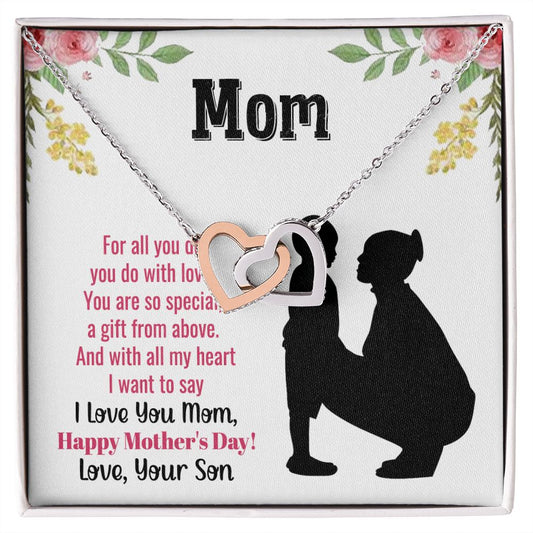 To My Mom Necklace, Gift For Mom, Mother's Day Gift from Daughter, Mom Jewelry Gift for Mothers Day, Birthday Gift for Mother, Moms Gift from Daughter Son, Necklace for Mom Mother22 Interlocking Hearts Necklace