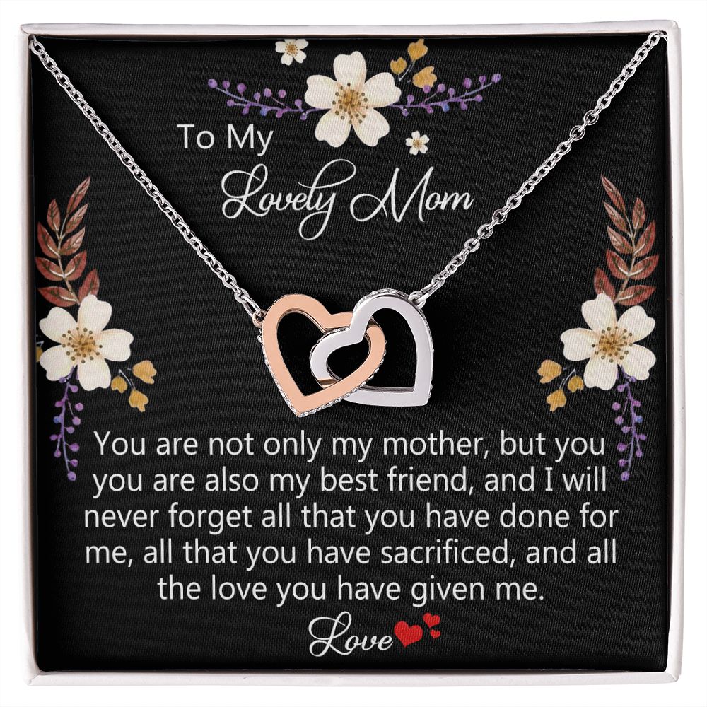To My Mom Necklace, Gift For Mom, Mother's Day Gift from Daughter, Mom Jewelry Gift for Mothers Day, Birthday Gift for Mother, Moms Gift from Daughter Son, Necklace for Mom Mother15 Interlocking Hearts Necklace