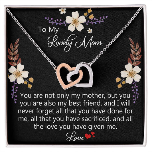 To My Mom Necklace, Gift For Mom, Mother's Day Gift from Daughter, Mom Jewelry Gift for Mothers Day, Birthday Gift for Mother, Moms Gift from Daughter Son, Necklace for Mom Mother15 Interlocking Hearts Necklace