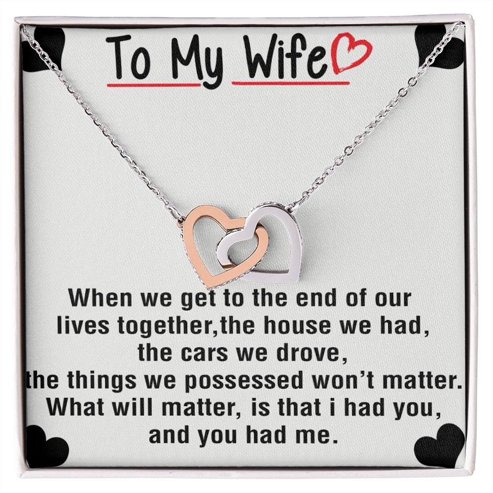 To My Wife Necklace from Husband, Personalized Necklace for Women, Luxury Necklace for Wife from Man Men, Wedding Anniversary Present For Wife, Beautiful Wife Jewelry Christmas Birthday Gift For Wife25 Interlocking Hearts Necklace