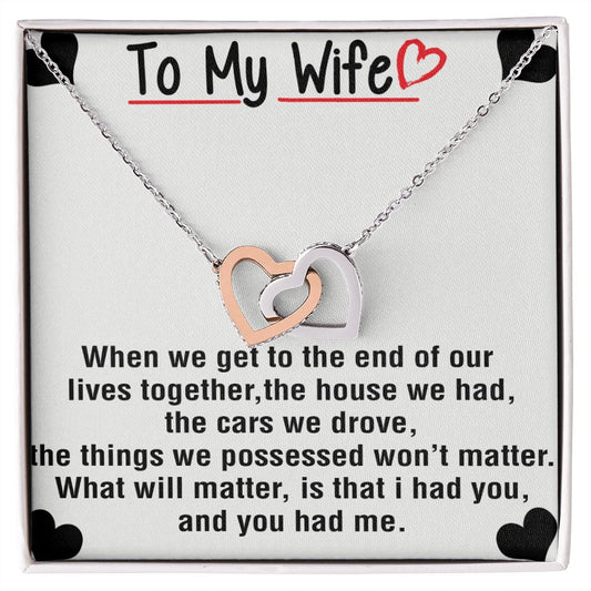 To My Wife Necklace from Husband, Personalized Necklace for Women, Luxury Necklace for Wife from Man Men, Wedding Anniversary Present For Wife, Beautiful Wife Jewelry Christmas Birthday Gift For Wife25 Interlocking Hearts Necklace