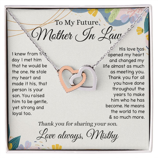 To My Future Mother In Law Necklace, Thoughtful Gift For Future Mother In Law, Wedding Gifts Mother In Law, Personalized Gift for Mother-In-Law, Wedding Gift Bride Groom To MIL Interlocking Hearts Necklace