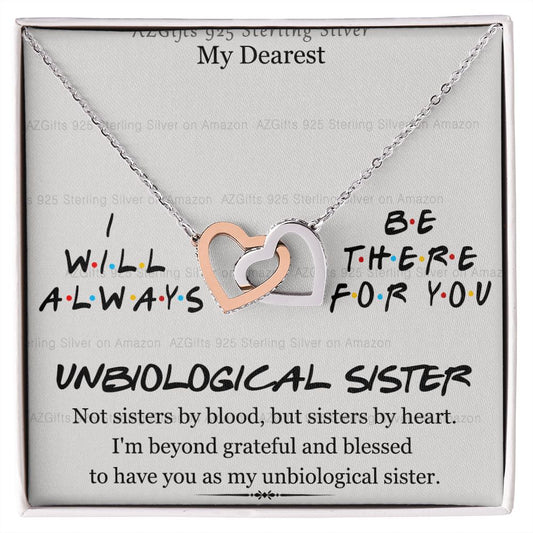 To My Unbiological Sister Necklace Pendant Gift for Soul Sister Unbiological Sister Gift for Women Girls My Unbiological Sister Jewelry Birthday Gift Idea 301 Interlocking Hearts Necklace