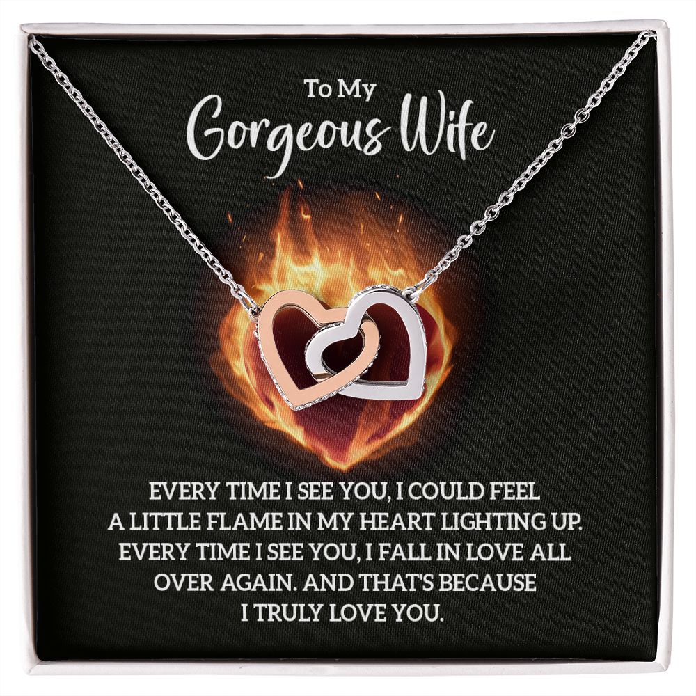 Birthday Gifts For Wife, Necklace Gifts For Wife From Husband, To My Wife Jewelry For Women , To My Wife Necklace  from Husband Wedding Anniversary Present For Wife, Beautiful Wife Jewelry Christmas32 Interlocking Hearts Necklace