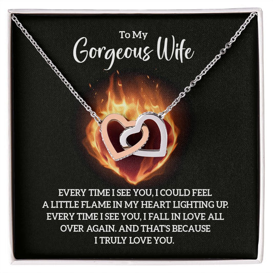 Birthday Gifts For Wife, Necklace Gifts For Wife From Husband, To My Wife Jewelry For Women , To My Wife Necklace  from Husband Wedding Anniversary Present For Wife, Beautiful Wife Jewelry Christmas32 Interlocking Hearts Necklace