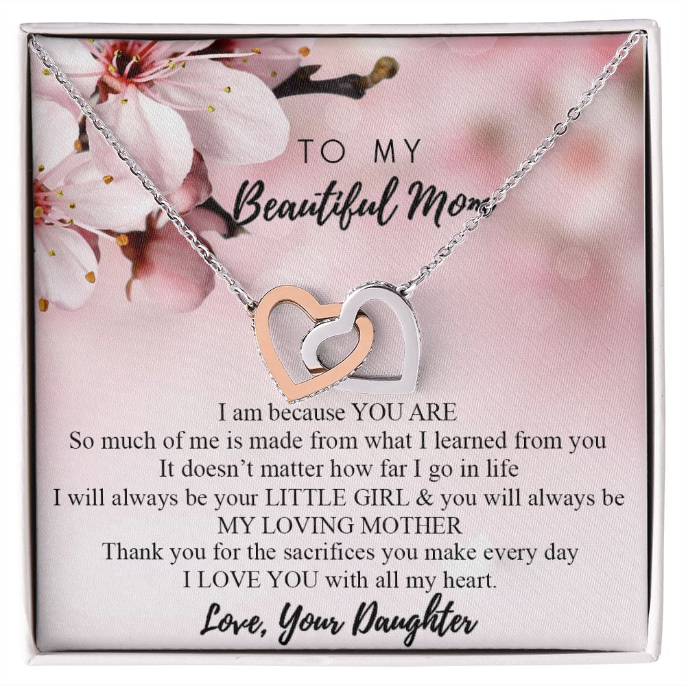 Mom Necklace Gifts for Mom from Daughter to Mom Gifts for Mothers Day from Daughter, To My Mom Necklace from Daughter to Mom Birthday Gifts Necklace with Message Card and Gift Box2246 Interlocking Hearts Necklace