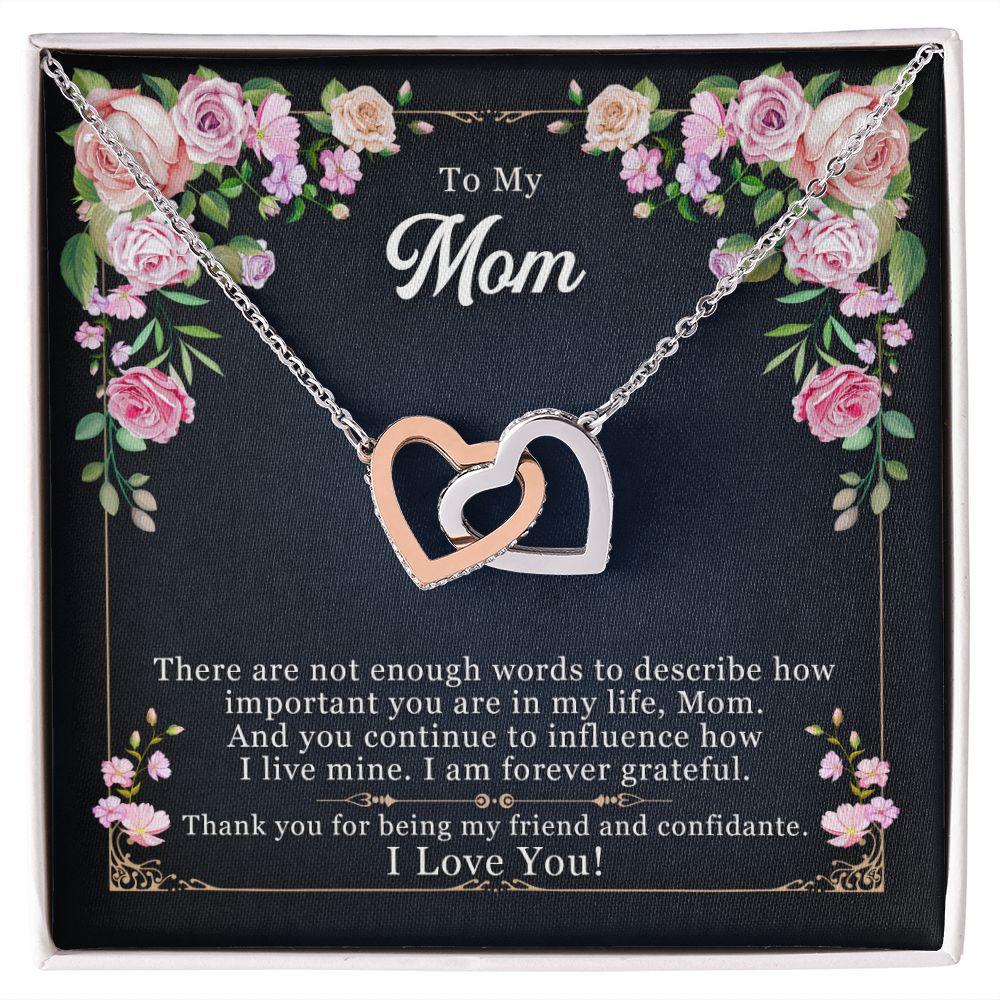 To My Mom Necklace Pendant Gift From Daughter Thank You For Being My Friend And Confidant With Message Card Gift For Mom Interlocking Hearts Necklace