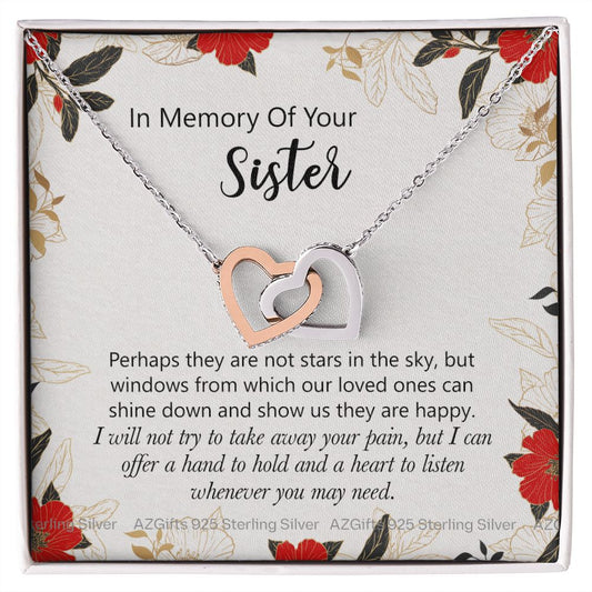 In Memory Of Your Sister Gift, Sympathy Loss Of Sister, Memorial Gift For Loss Of Sister , Sympathy Gift Loss Of A Sister, Loss Of A Sister Interlocking Hearts Necklace