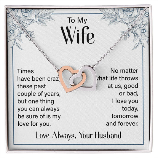 To My Wife Necklace from Husband, Personalized Necklace for Women, Luxury Necklace for Wife from Man Men, Wedding Anniversary Present For Wife, Beautiful Wife Jewelry Christmas Birthday Gift For Wife20 Interlocking Hearts Necklace