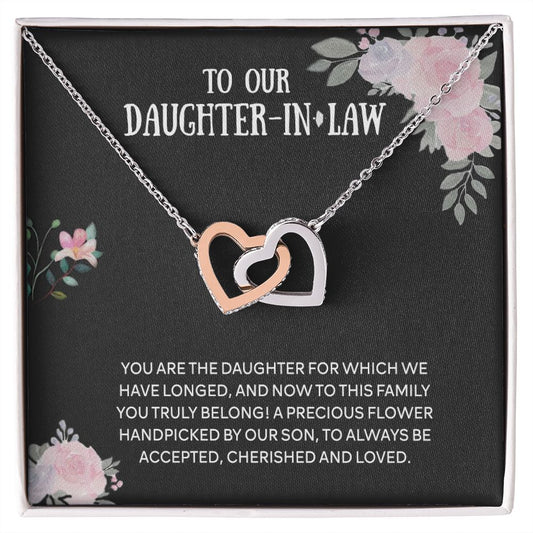 To Our Daughter-in-law Necklace from Mother-in-law Daughter-in-law Birthday Gift Interlocking Hearts Necklace