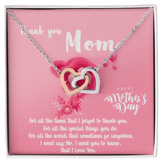 Mom Necklace Gifts for Mom from Daughter to Mom Gifts for Mothers Day from Daughter, To My Mom Necklace from Daughter to Mom Birthday Gifts Necklace with Message Card and Gift Box5 Interlocking Hearts Necklace