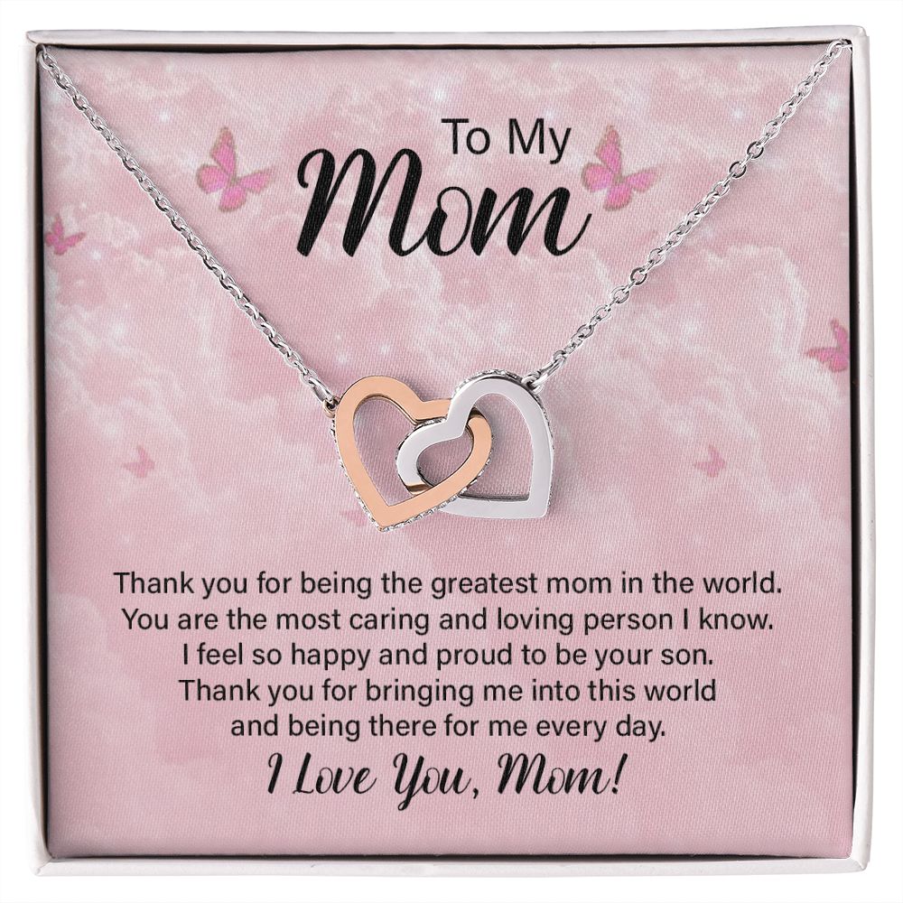 To My Mom Necklace, Gift For Mom, Mother's Day Gift from Daughter, Mom Jewelry Gift for Mothers Day, Birthday Gift for Mother, Moms Gift from Daughter Son, Necklace for Mom Mother 24 Interlocking Hearts Necklace