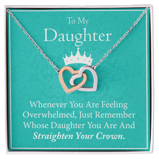 Jewelry Pendant Present for Daughter, To My Daughter Gift Necklace from Mom, Mother Daughter Gift Ideas, Birthday Christmas Gift Graduation Gifts for Daughters, Mother and Daughter Necklace 15 Interlocking Hearts Necklace